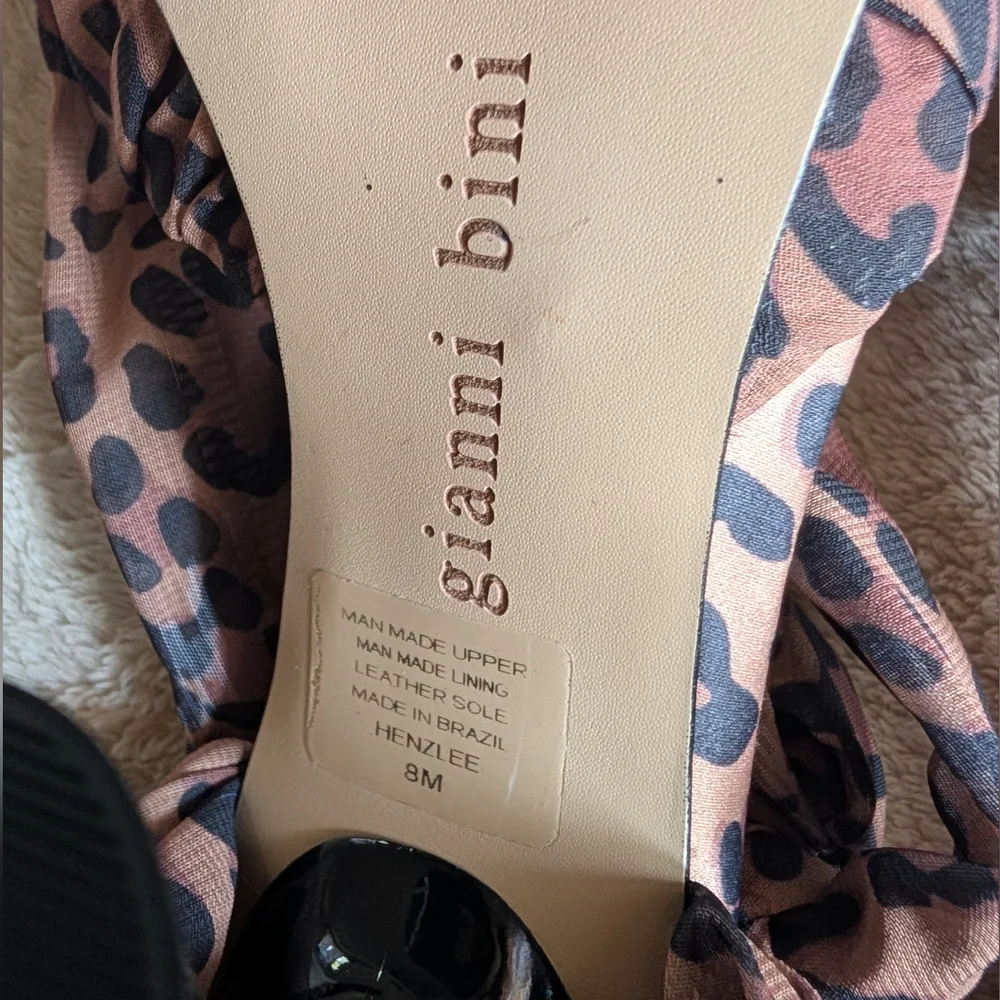 Gianni Bini Henzlee Leopard Print Chiffon Wrap-Up Shoes Size 8